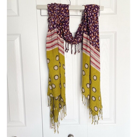 Women Viscose Fringed Scarf 68x26 In Multicolored - Picture 2 of 11